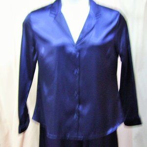 Victoria's Secret Navy Blue Satin Pajamas  Size M  NWOT